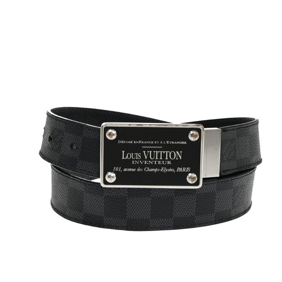 LOUIS VUITTON Ceinture Inventeur Belt Damier Graphite Leather - Picture 1 of 16